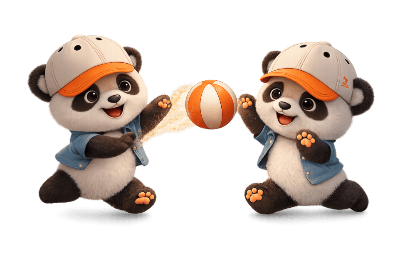 Panda Jumping on Trampoline