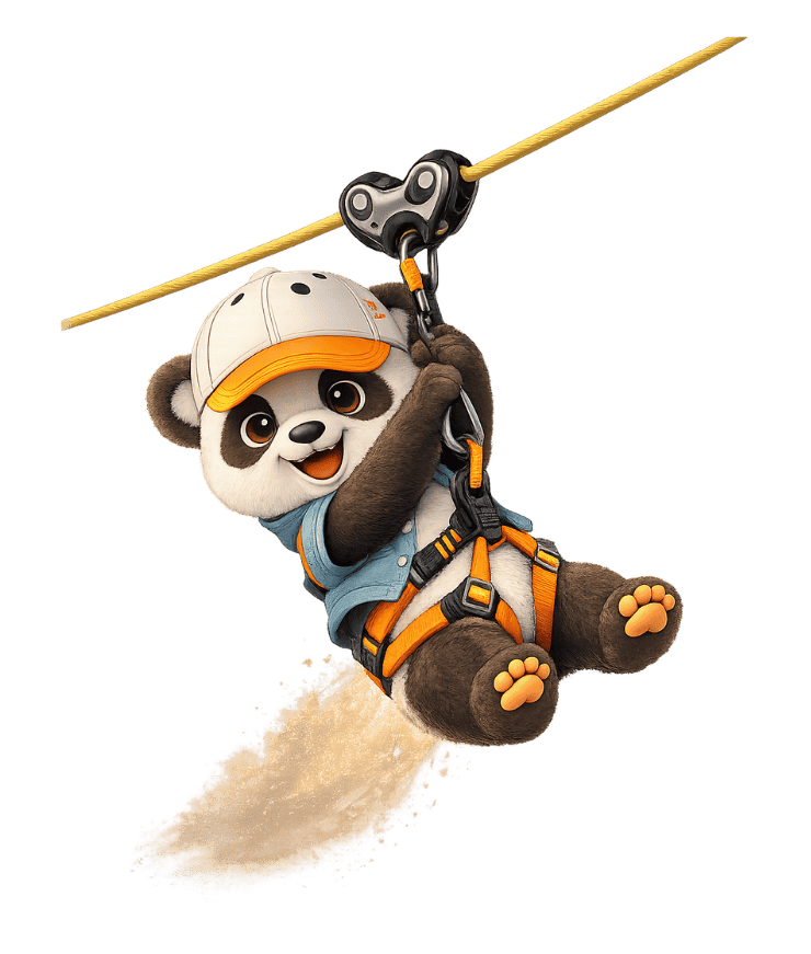 Panda on Zipline